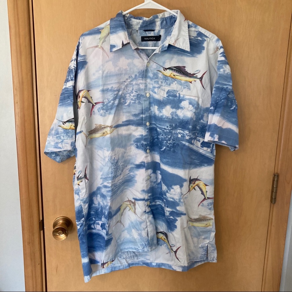 Nautica Marlin Ocean Fishing Button Down Shirt